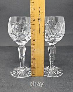 Set Of 6 Vintage Sears Country Rose Etched Gray Cut Crystal Wine Glasses