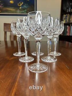 Set Of 6 Vintage Waterford Lismore Balloon Hock Wine Glass 7 3/8tall 2 7/8 D