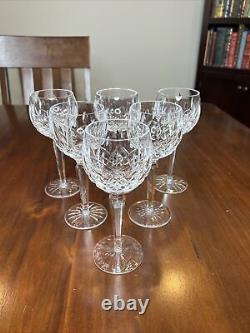 Set Of 6 Vintage Waterford Lismore Balloon Hock Wine Glass 7 3/8tall 2 7/8 D