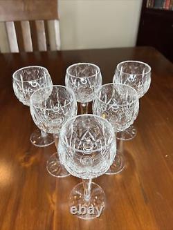 Set Of 6 Vintage Waterford Lismore Balloon Hock Wine Glass 7 3/8tall 2 7/8 D