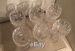 Set Of 6 WATERFORD LISMORE CUT CRYSTAL BALLOON WINE GLASSES GLASSWARE 7.5