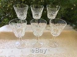 Set Of 6 Waterford Crystal Wine Glass Lismore Claret 5 7/8 Vintage Irish