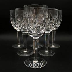 Set Of 6 Waterford Kildare Plain Base Crystal Claret Wine Glasses Cr2133