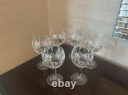 Set Of 6 Waterford Lismore Balloon Cut Lead Crystal Wine Glasses 7 tall, 3 wid
