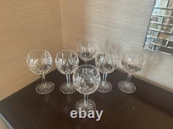 Set Of 6 Waterford Lismore Balloon Cut Lead Crystal Wine Glasses 7 tall, 3 wid
