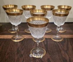 Set Of (8) 24kt Napoleon Hand Cut Crystal Wine Champagne Cordial Glasses 7 Tall