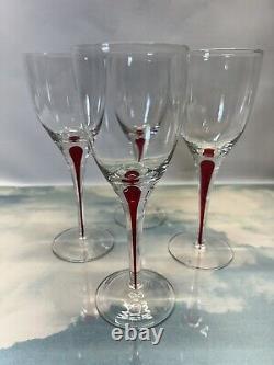 Set Of 8 Stunning Swedish Orrefors Crystal Intermezzo Wine Mouth Blown Red Blue