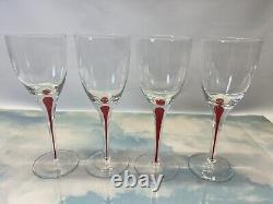 Set Of 8 Stunning Swedish Orrefors Crystal Intermezzo Wine Mouth Blown Red Blue