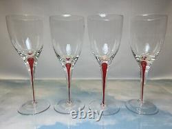 Set Of 8 Stunning Swedish Orrefors Crystal Intermezzo Wine Mouth Blown Red Blue