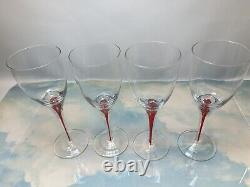 Set Of 8 Stunning Swedish Orrefors Crystal Intermezzo Wine Mouth Blown Red Blue