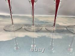 Set Of 8 Stunning Swedish Orrefors Crystal Intermezzo Wine Mouth Blown Red Blue