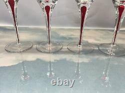 Set Of 8 Stunning Swedish Orrefors Crystal Intermezzo Wine Mouth Blown Red Blue