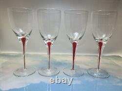 Set Of 8 Stunning Swedish Orrefors Crystal Intermezzo Wine Mouth Blown Red Blue