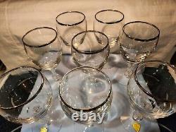 Set Of 8 TIFFIN Crystal Wine Glasses WithPlatinum Rims & Elegant Designed Stems