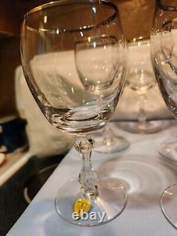 Set Of 8 TIFFIN Crystal Wine Glasses WithPlatinum Rims & Elegant Designed Stems