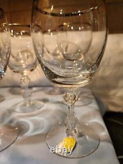 Set Of 8 TIFFIN Crystal Wine Glasses WithPlatinum Rims & Elegant Designed Stems