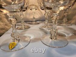 Set Of 8 TIFFIN Crystal Wine Glasses WithPlatinum Rims & Elegant Designed Stems