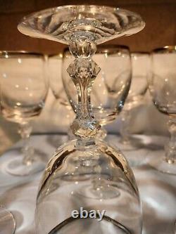 Set Of 8 TIFFIN Crystal Wine Glasses WithPlatinum Rims & Elegant Designed Stems