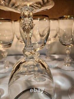 Set Of 8 TIFFIN Crystal Wine Glasses WithPlatinum Rims & Elegant Designed Stems