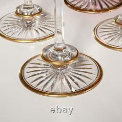 Set Of (8) Vintage Gilt Cranberry Crystal Hock Wine Glasses, 8