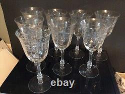 Set Of 8 Vintage Tiffin-Franciscan Etched Wine Glasses 7-5/8