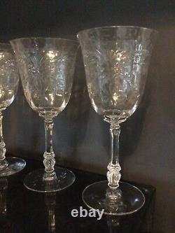 Set Of 8 Vintage Tiffin-Franciscan Etched Wine Glasses 7-5/8