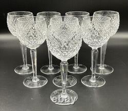 Set Of 8 Vintage Waterford Crystal Alana Hock Wine Goblet Glasses 7 3/8