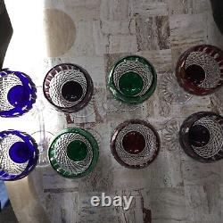 Set Of EIGHT Hungarian AJKA Crystal cut to clear King Louis Wine Hocks Stems