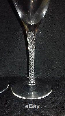 Set Of Four Stuart Crystal Iona Wine Glasses 17cm Air Twist Stems Signed