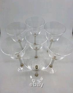 Set Of Seven Sasaki Tucano Pattern Frosted Gold Accent Water Goblets 8 5/8 Tall