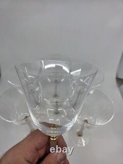 Set Of Seven Sasaki Tucano Pattern Frosted Gold Accent Water Goblets 8 5/8 Tall