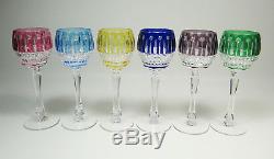 Set Of Six (6) Faberge Xenia Imperial Crystal Wine Glasses Goblets Jewel Tones