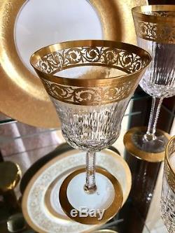 Set Six (6) ST LOUIS THISTLE Crystal Gold Encrusted 6 3/8 Burgundy Wine Glasses