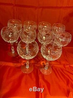 Set of 10 FOSTORIA Crystal Clear NAVARRE Pattern Magnum Wine Glasses 7 1/4