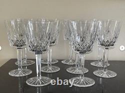 Set of 10 Waterford Lismore Crystal Claret Wine Goblets Glasses 5 7/8 Tall EUC