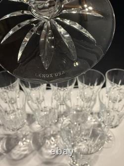Set of 11 Lenox USA Crystal Wine Glasses Cut Starburst Base -Excellent Condition