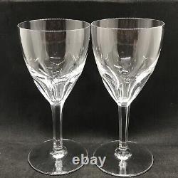 Set of 2 BACCARAT Genova Thumbprint Clear Crystal Claret Wine Glasses 7.25H