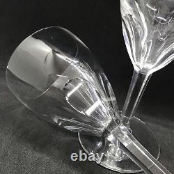 Set of 2 BACCARAT Genova Thumbprint Clear Crystal Claret Wine Glasses 7.25H