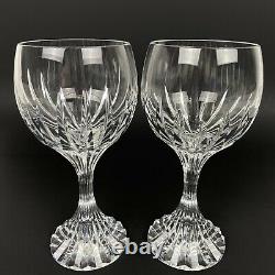 Set of 2 BACCARAT Massena Wine Glasses Crystal 6-3/8 Clear France Signed