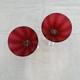 Set of 2 Baccarat Montaigne (Optic) Ruby Red Crystal Wine Glasses with Clear Stems