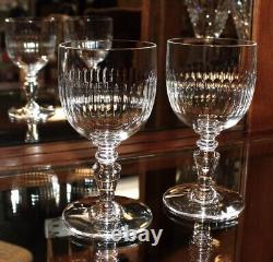 Set of 2 Baccarat RENAISSANCE Cut Pattern 5 1/4 Claret Wine Glasses, Signed