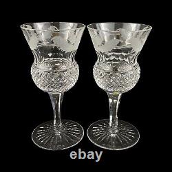 Set of 2 Edinburgh Crystal Thistle 4 1/2 Claret Wine Glasses Vintage EUC