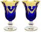 Set of 2 Interglass Italy Crystal Glasses Cobalt Blue Italian Wine Goblets