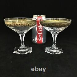 Set of 2 Moser Copenhagen Champagne Coupe 24K Gold Bohemian Crystal Glass