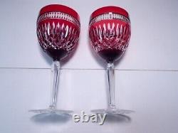 Set of 2 WATERFORD SERENITY RUBY WATER WINE GOBLETS 8-3/4 rare ones