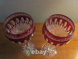 (Set of 2) Waterford Crystal / CLARENDON / RED RUBY WINE HOCK Glasses / MIB