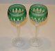Set of 2 Waterford Crystal Clarendon Emerald Green Wine Hocks Goblets
