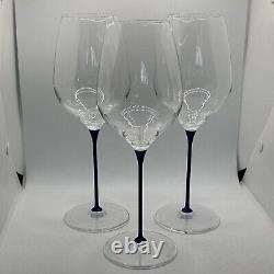 Set of 3 CHEER MODA Italian Lava Crystal Champagne Wine Glass Goblet Blue Stem