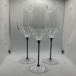 Set of 3 CHEER MODA Italian Lava Crystal Champagne Wine Glass Goblet Blue Stem