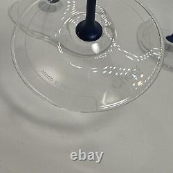 Set of 3 CHEER MODA Italian Lava Crystal Champagne Wine Glass Goblet Blue Stem